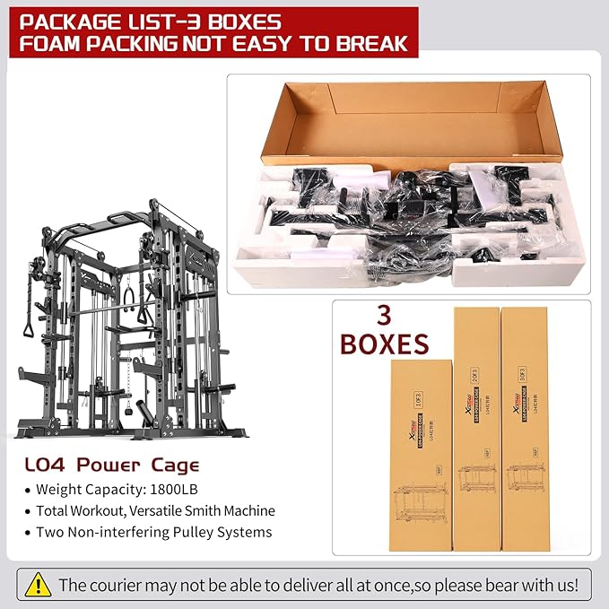 Multi-Purpose Squat Rack,Smith Machine Weight Rack Set with Cable Crossover System, Home Gym Power Racks, Power Racks and Packages