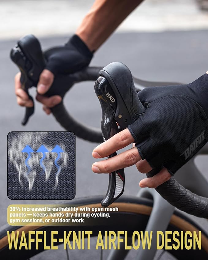 BATFOX Cycling Gloves for Men Women Road Mountain Bike Riding Gloves - Anti-Slip Bike Glove for Fitness Cycling Training Outdoor Sports