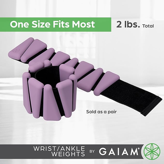 Gaiam Wrist and Ankle Weights, Wearable Bracelet to Strengthen, Tone & Sculpt, Adjustable Ankle Weights for Women & Men for Yoga, Dance, Pilates, Barre, Cardio, Home & Gym Use