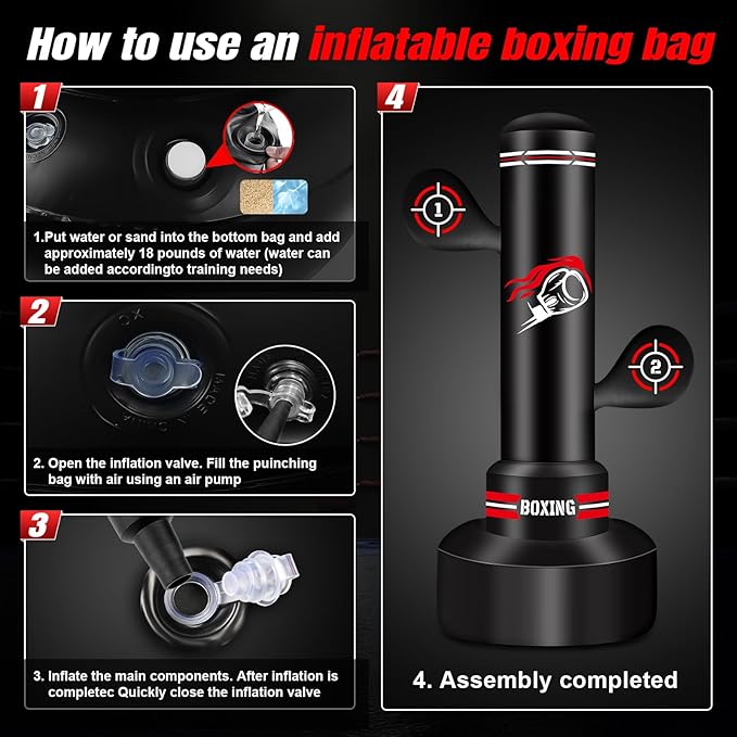 Upgraded Heavy Freestanding Punching Bag for Adults Teens, 70” Standing Punching Bag Kicking Bag Heavy Bag, Women Men Kickboxing Bags for Training MMA Fitness Home Gym