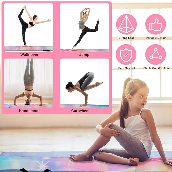 FBSPORT 8ft/9ft/9.5ft Balance Beam Folding Gymnastics Beam Foam Balance Floor Beam Equipment for Kids Adults, Suede Cover Anti Slip Base with Carry Bag for Home School Gym Training