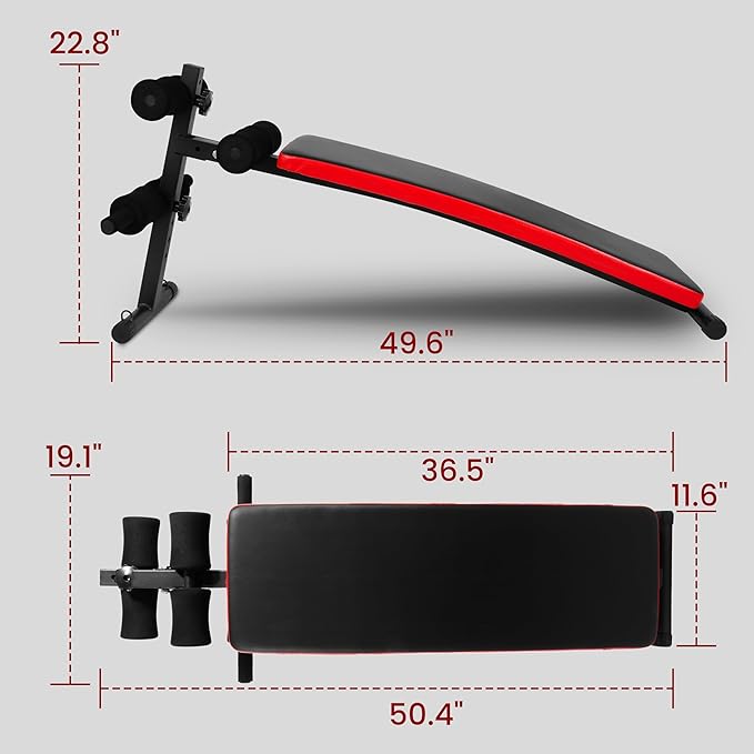 Fitvids Sit Up Bench for Strength Training and Home Gym Workouts, Midnight