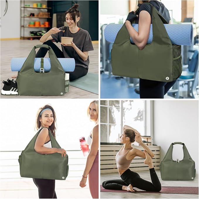 sportsnew Yoga Gym Bags for Women with Shoes Compartment & Wet Dry Storage Pockets & Adjustable Yoga Mat Holder, Patent Pending