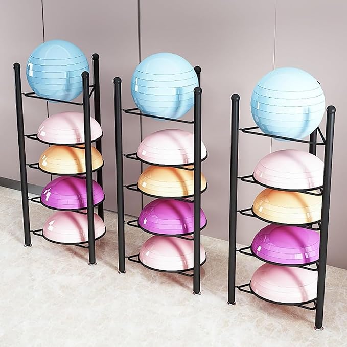 Balance Ball Half Rack, Iron Exercise Balls Holder for Home Gym, Floor Stand Balance Trainer Shelf