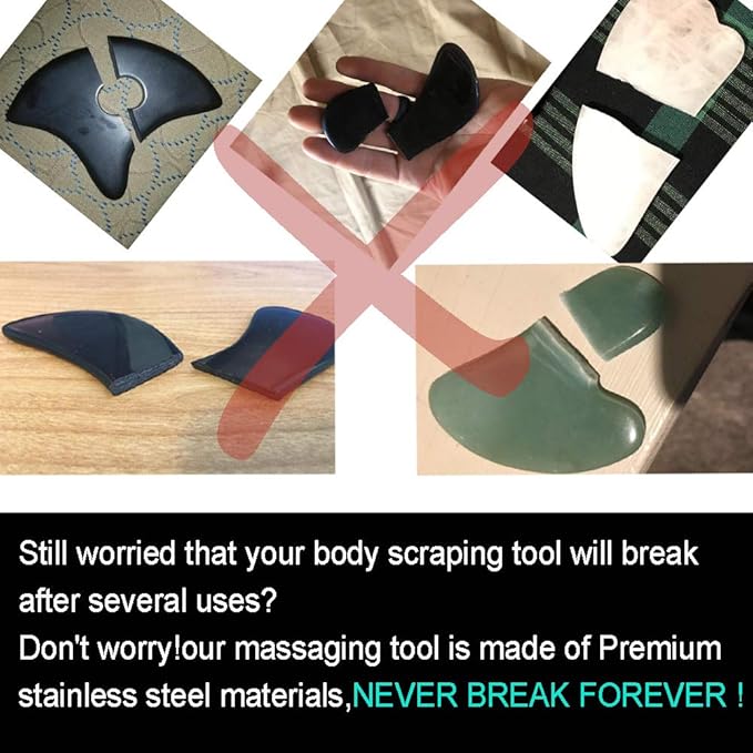 Gua Sha Tools,Stainless Steel Scraping Tool Massage Board Chiropractic Tool Physical Therapy Tool Great Soft Tissue Mobilization Medical Grade Guasha Tool for SPA-Reduce Back and Muscle Pain-S Shape
