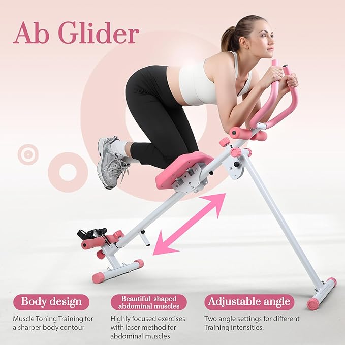 Ab Workout Bench, Adjustable Ab Crunch Machine for Home Gym - Multi-Functional Foldable Sit Up Bench with Preacher Curl Pad & Resistance Bands, Heavy-Duty Exercise Equipment for Arm/Back