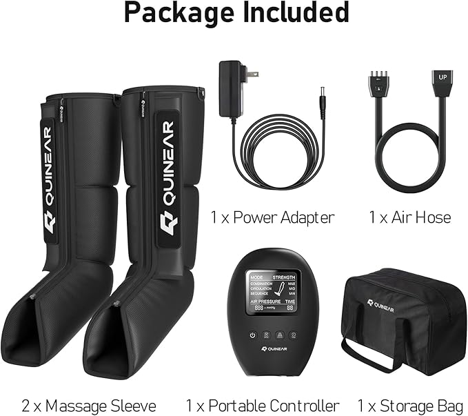 QUINEAR Leg Recovery System for Athletes, Air Compression Recovery Boots Massager for Circulation and Pain Relief - 9 Intensities 60-140 mmHg - FSA-HSA Eligible