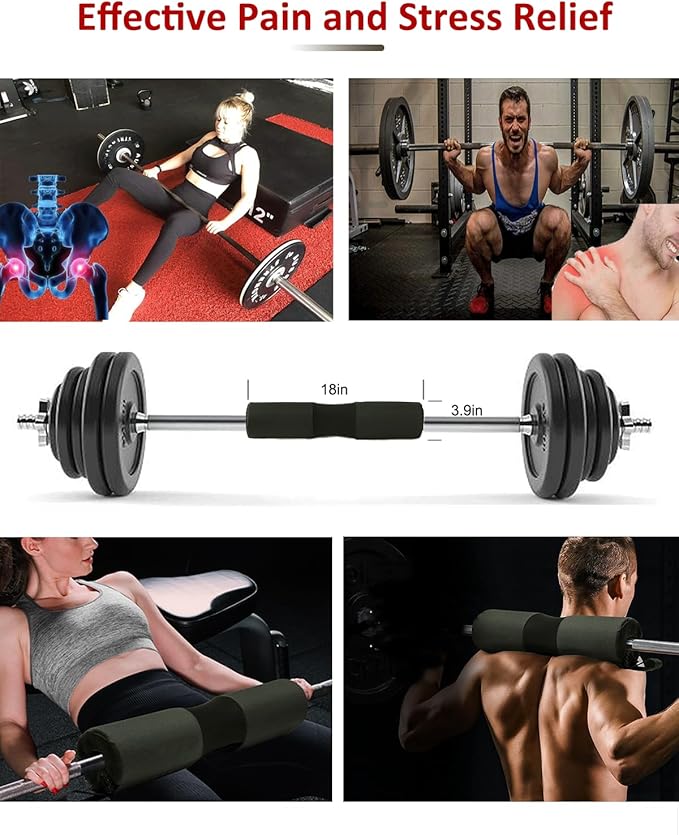 Barbell Squat Pad Nylon Padding AntiSlip- Thick Foam Barbell Pad for Squats Cushion, Lunges&Bar Padding for Hip Thrusts - Standard Weight Bar Pad - Provides Cushion to Neck Shoulders Training