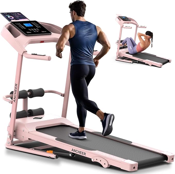 Treadmill with Incline & Sit Up Bench, Smart Treadmills for Home with Body Fat Measurement & Heart Rate Sensor, 3.5HP Foldable Heavy Duty Treadmill 350 LB Capacity Multifunction Exercise Equipment