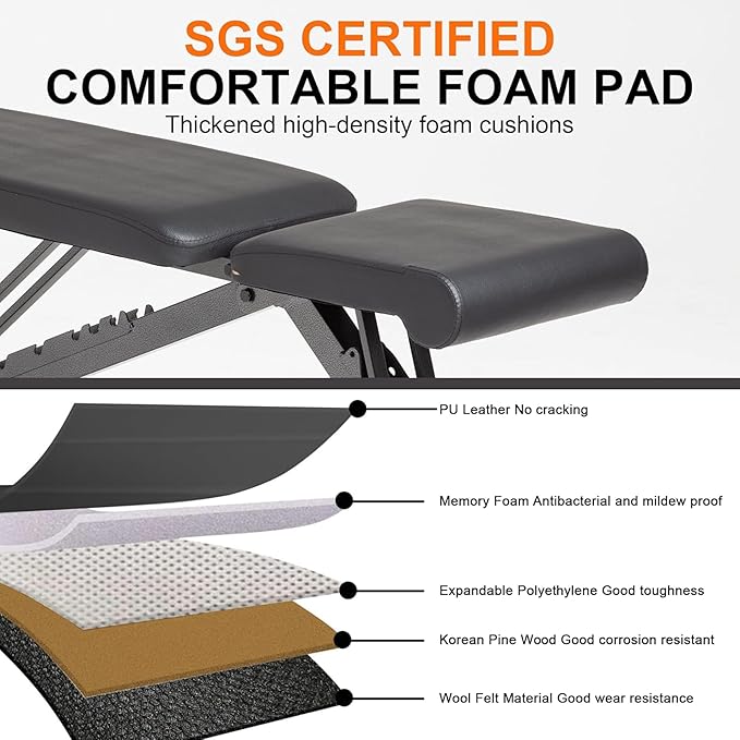 BARWING Adjustable Foldable Portable Weight Bench for Home Gym,700-800LBS Flat Incline Decline Workout Bench for Full Body Workout Easy Assembly for Home Gym