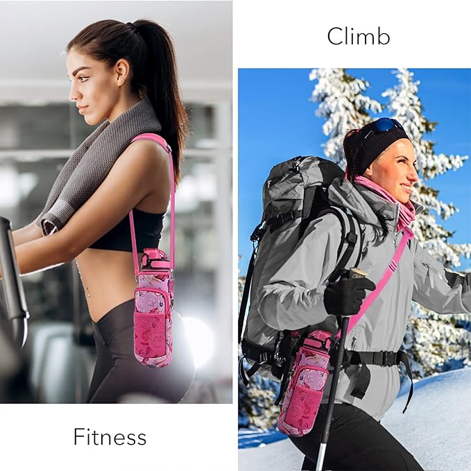 32 oz Water Bottles with Straw & Strap, Motivational Water Bottles with Times to Drink, BPA Free Reusable Sports Water Bottle with Sleeve Carrier for Hiking, Travel, Running or Fitness