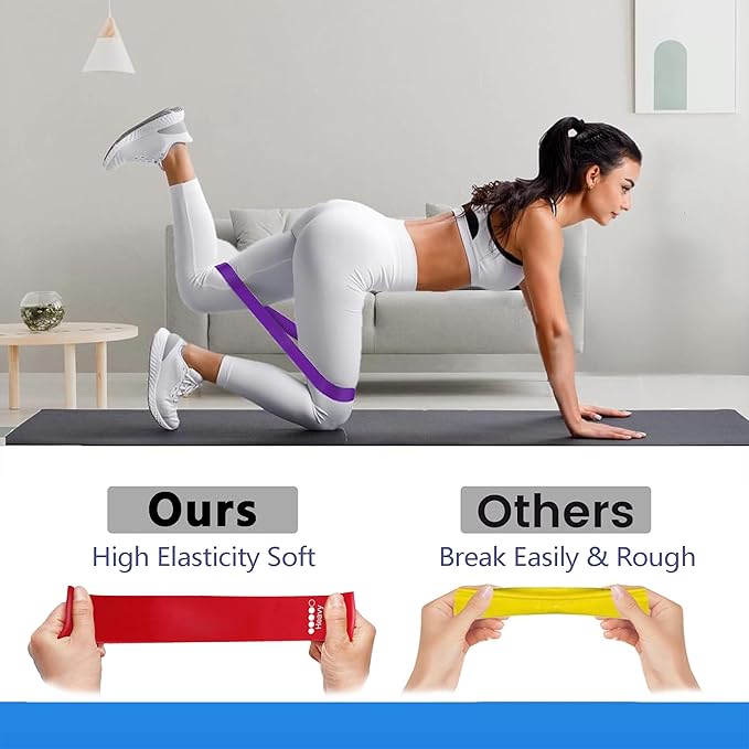 Resistance Bands for Working Out, Latex Exercise Bands Set of 5, Elastic Bands for Exercise with Workout Guide and Carry Bag, Fitness Bands for Strength Training, Yoga, Pilates, Home Workout