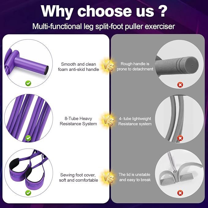Resistance Bands with Handles, 8-Tube Heavy Duty Exercise Bands for Full Body Workout, Strength Training Bands for Arms, Legs, Abs & Home Gym