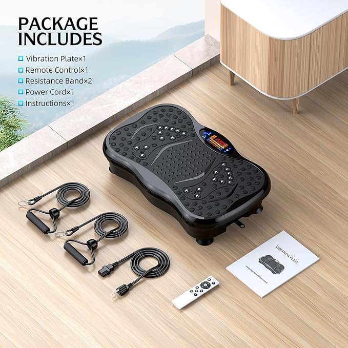 Vibration Plate Exercise Machine, Lymphatic Drainage Machine for Weight Loss, Lymphatic Drainage & Muscle Recovery, Multiple Speeds with Bluetooth & Remote, Max User Weight 330lbs