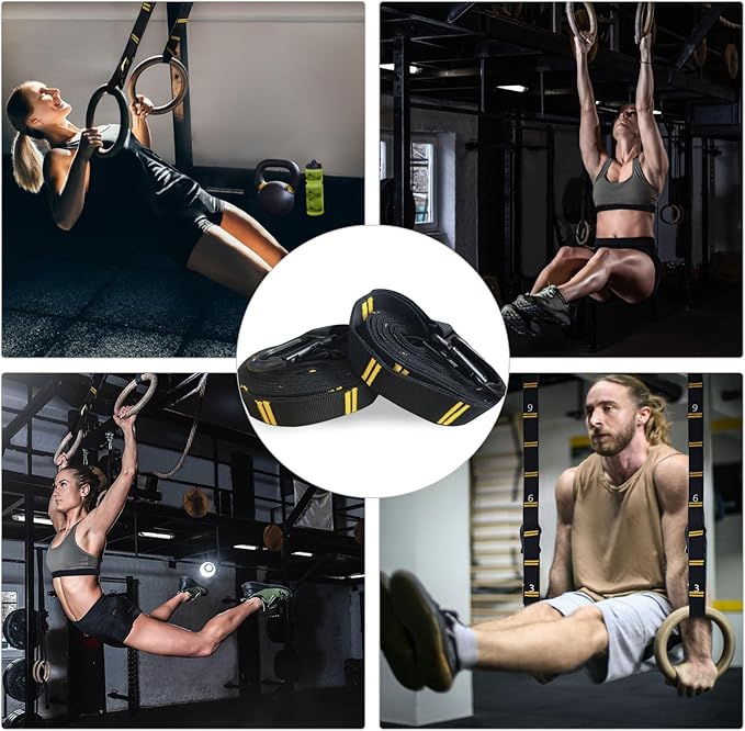 Adjustable Numbered Straps for Gymnastic Rings & Pull Up Handles, 8.2FT Long Each, 1000LBS Weight Capacity, Home Gym DIY Pull Down System Accessories(Only Straps No Rings)