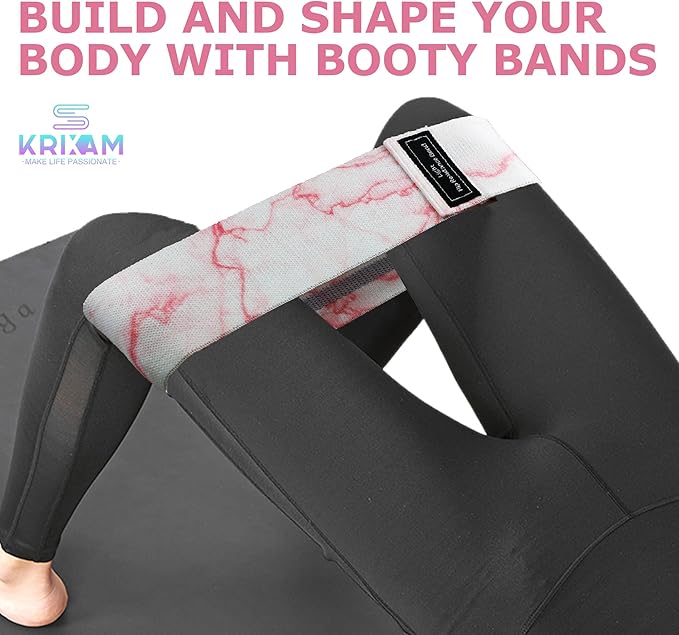 Booty Bands, 3 Levels Hip Bands, Polyester-Cotton and Latex Silk Workout Bands Resistance Bands for Home, Gym, Fitness, Pilates, Yoga (Pack of 3)