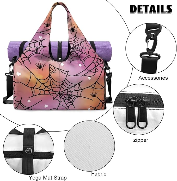 Gym Bag with Yoga Mat Holder Large Tote Bag With Multi Pockets for Women Men Dry Wet Separated Pocket Carryall Yoga Tote Bag for Pilates Travel Workout Office