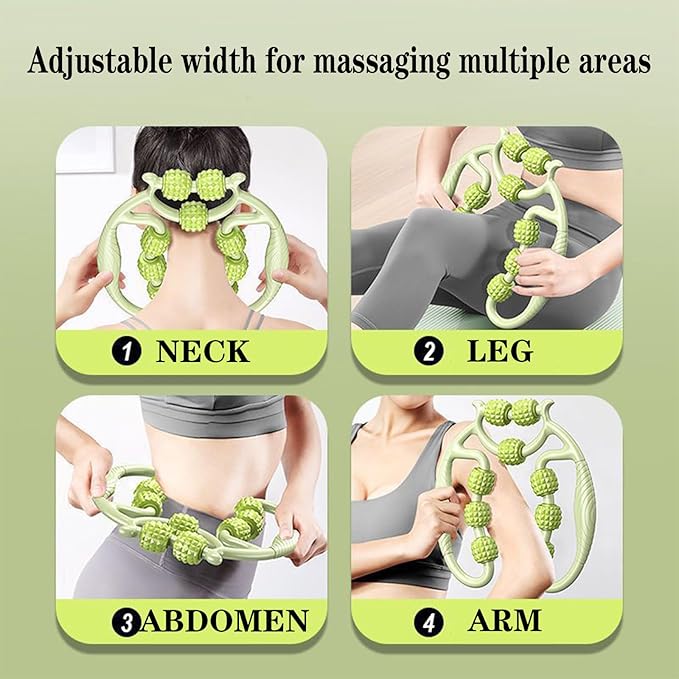 Relajador De Piernas Manual, Meridian Massage Roller for Calf,Leg Massager Roller,9 Wheel Circular Leg Clamp, Leg Roller Massage Tool, Multipurpose Massage Tools (9 Rollers