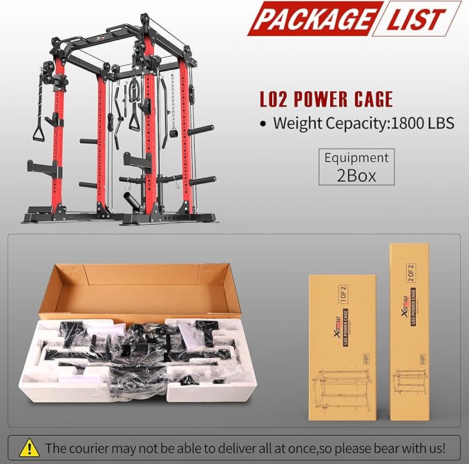 Power Rack Power Cage Multi-Function Squat Rack with Cable Crossover System Selectable More Training Attachment Power Rack for Garage & Home Gym