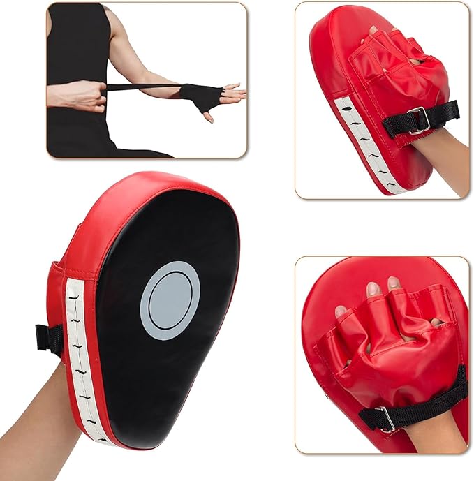 3-in-1 Boxing Gloves and Punching Mitts Set for Kids, Sports Boxing Gloves Boxing Pads with Hand Wraps, Kids Boxing Equipment Set for MMA, Karate, Muay Thai, Taekwondo