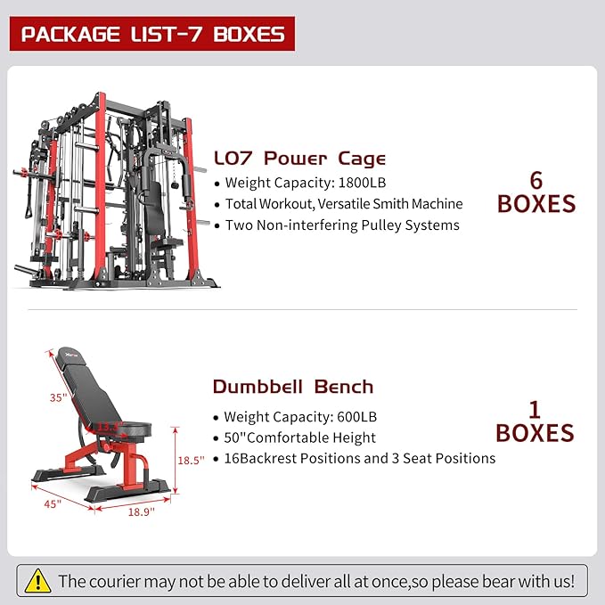 Multi-Purpose Squat Rack,Smith Machine Weight Rack Set with Cable Crossover System, Home Gym Power Racks, Power Racks and Packages