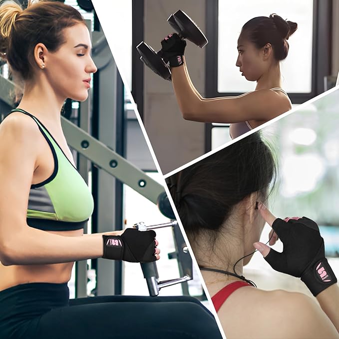 Weight Lifting Gloves with Wrist Wrap Support Padded Palm Protection Exercise Gym Workout Gloves Men & Women Training Fitness Weightlifting Bodybuilding,E9