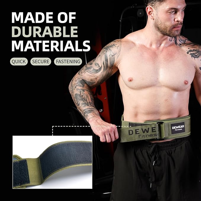 Durable Weight Lifting Belt, 4'' Wide Gym Belt for Bodybuilding, Powerlifting, Squats, Deadlift - Provides Lumbar Support & Stability for Men & Women
