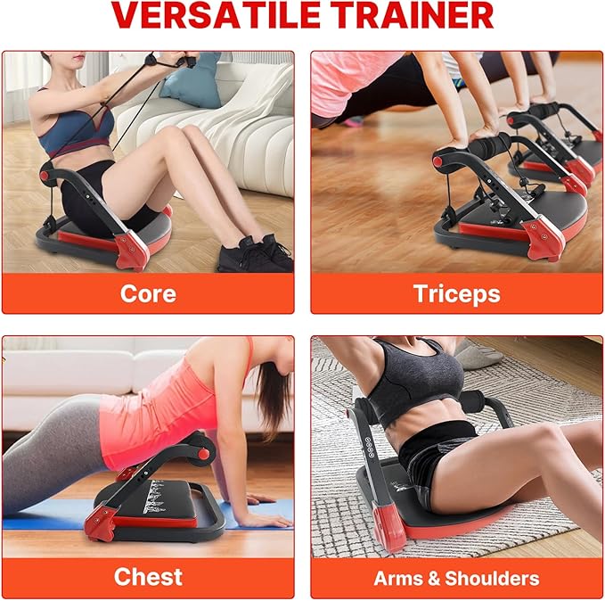 Ab Workout Equipment,Ab machine with Resistance Bands for Stomach Workout,Ab Crunch Machine Sit Up Machine with 4 Adjustable Resistance for Home Exercise,330 LBS Weight Capacity