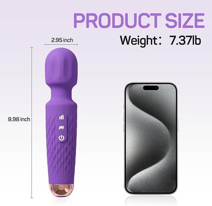 Personal Massager - 4H Max Runtime & Ultra-Quiet - Waterproof - 20 Modes 8 Speeds for Deep Tissue Back Massage, Post-Workout Recovery and Neck Muscle Relaxation(LX-Darkpurple)