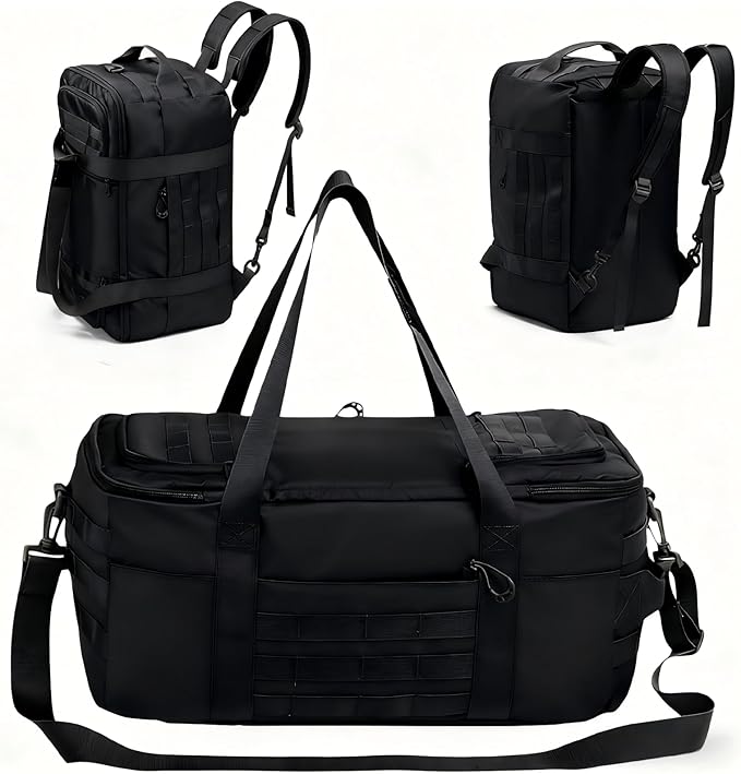 Tactical Gym Bag for Men 40L Tactical Duffel Bag Backpack Gym Bag Large With MOLLE Water Resistant 600D Degree Full Opening Powerlifting for Travel Crossfit Football