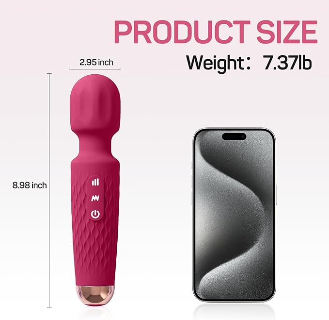 Personal Massager - 4H Max Runtime & Ultra-Quiet - Waterproof - 20 Modes 8 Speeds for Deep Tissue Back Massage, Post-Workout Recovery and Neck Muscle Relaxation(LX-Red)