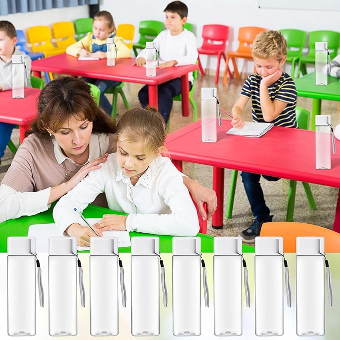 20 Pack Water Bottle for Kids Bulk,17 oz Plastic Water Bottles Wide Mouth Adults Sports Water Bottle,Reusable Large Drinking Cups for School Gym Outdoor Fitness,Clear