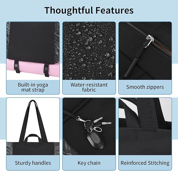 Tote Bag for Women, Lightweight Versatile Gym Travel Bags with Yoga Mat Strap, Wet Pocket, Shoe Bag & Cosmetic Pouch, Everyday Tote for Workout Fitness Pilates Swimming Work Stylish Handbag