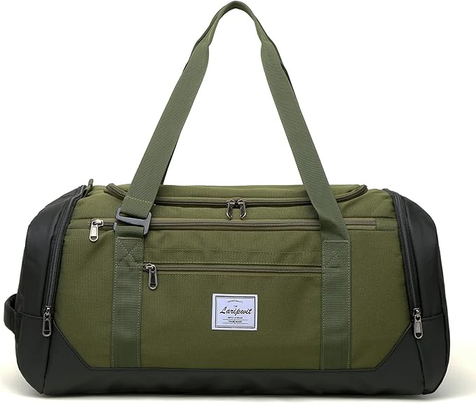 Laripwit Travel Duffle Bag for men 40L Medium Sports Gym Bag with Wet Pocket & Shoes Compartment Weekender Overnight Backpack for Traveling Duffel Bag Backpack for Women, Green