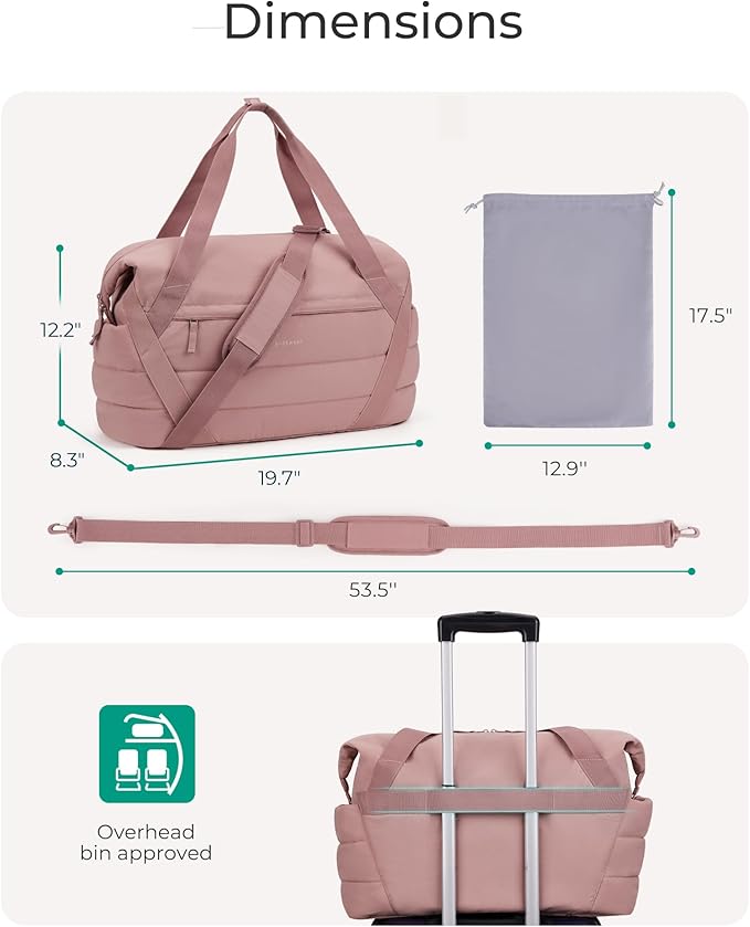 BAGSMART Gym Bag for Women, Weekender Travel Bag with Trolley Sleeve, Sports Duffel Bag with Yoga Mat Holder, Gym Tote Bag for Workout Sport Travel Swimming Yoga