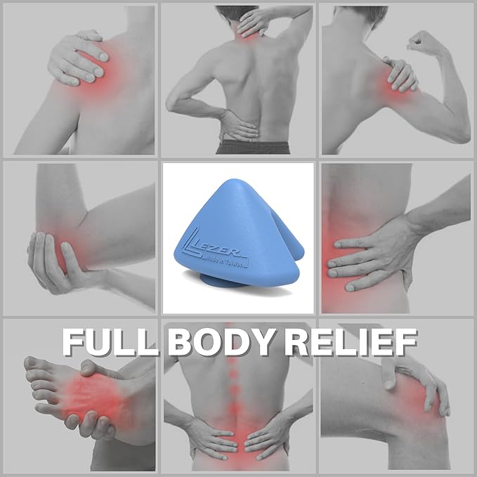 LEZER Large Trigger Massage Point, Manual Massage Ball, Hip Hook, Muscle Knot Release Tool, Deep Tissue Relief, Hip Flexor Iliacus Back Psoas Hand Foot Myofascial Physical Therapy, 3.5 inx3 in, Blue