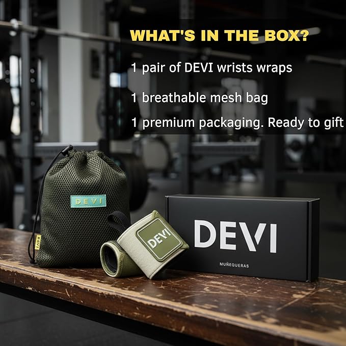 Wrist Wraps for Weightlifting 18" with Thumb Loop- Professional Quality, Best Wrist Support Wraps for Gym, Powerlifting Competition, Bodybuilding, Strength Training, Curls & Dips, Bench Press- Men and Women (Pair) DEVI