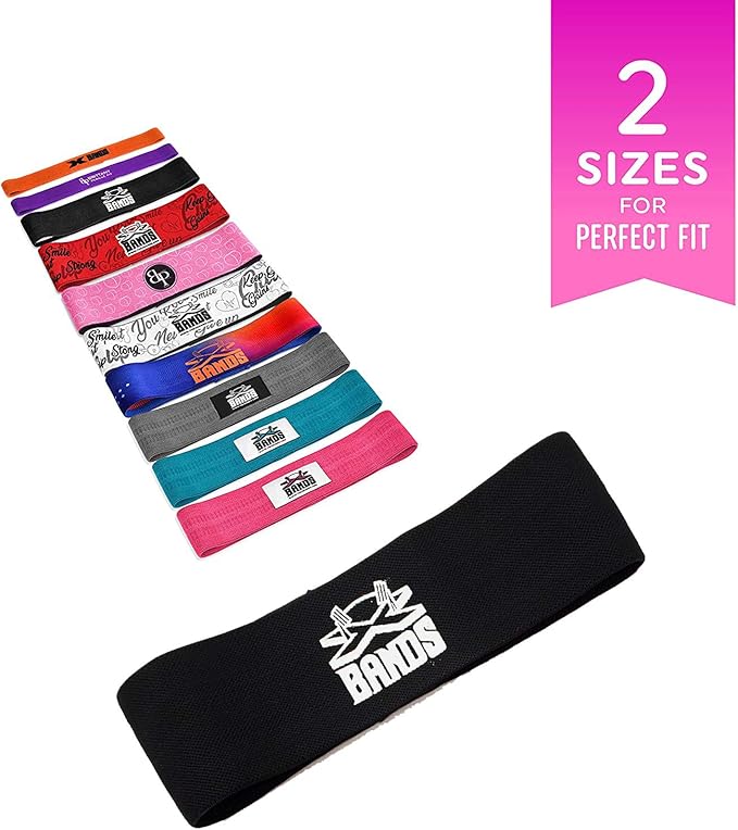 The X Bands Exercise Resistance Bands - Non-Slip Extra Thick Fabric Hip Loop Booty Bands - 20, 30, 40, 50 lb - Fitness Workout for Legs, Butt Training, Stretching, Yoga