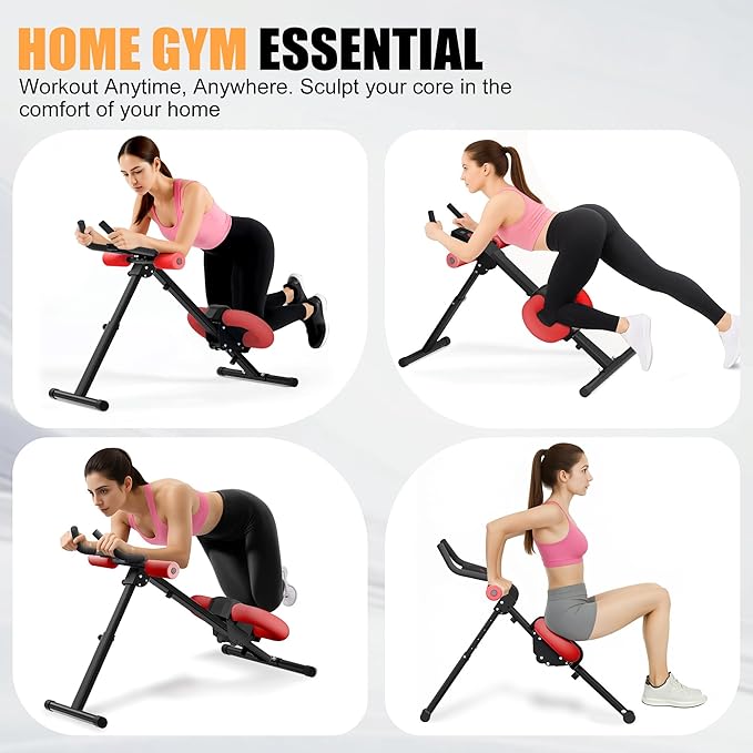 Abdominal Trainers - Adjustable Ab Trainer Machine, Foldable Abdominal Workout Equipment with Knee Protection - Home Gym Core Strength Trainer for Men & Women