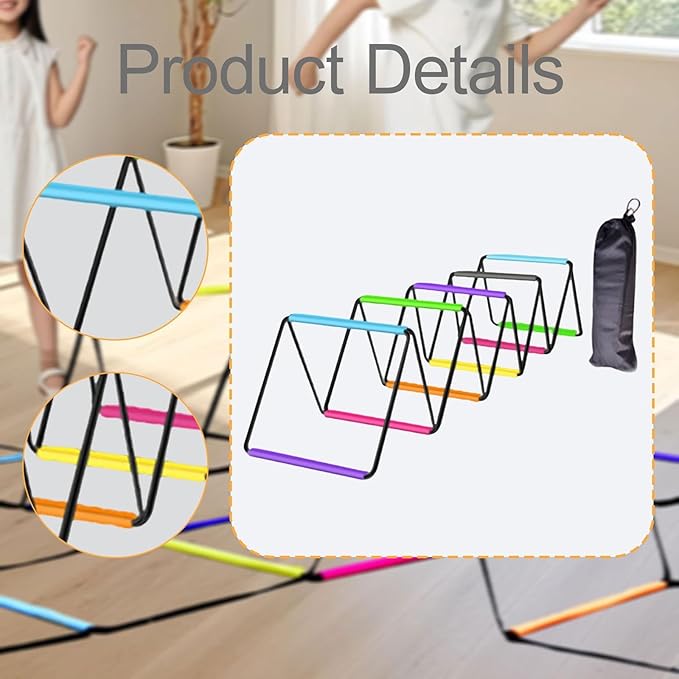 Agility Ladder with Jumping Obstacles, 12 Rung Speed Ladder & 6 Hurdles, Multipurpose Agility Training Equipment for Soccer, Rugby, Footwork Exercise