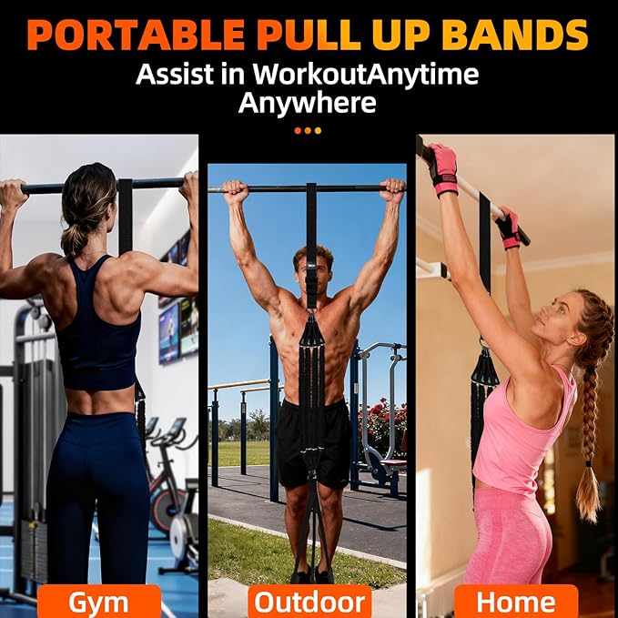 Pull Up Assistance Bands - Adjustable Heavy Duty Resistance Band for Pull Up Bar with 4 Assist Bands, Dual Footrests, Resistance Bands for Working Out, Strength Training, Home Gym