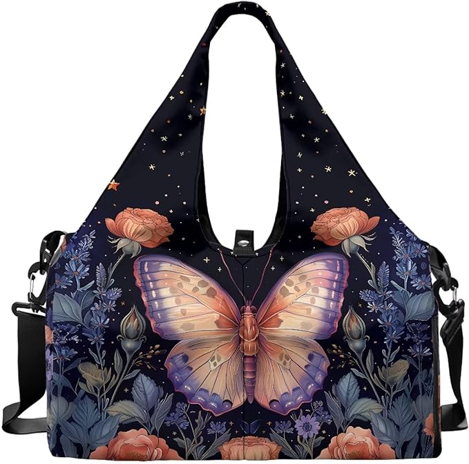 Gym Bag with Yoga Mat Holder Large Tote Bag With Multi Pockets for Women Men Dry Wet Separated Pocket Carryall Yoga Tote Bag for Pilates Travel Workout Office