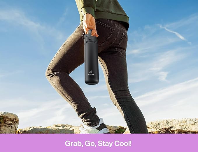 POWCAN 26 oz Insulated Water Bottle with 2-in-1 Straw and Spout Lid, Keep Cold 24H, Leak-Proof, Fits in Car Cup Holder, Stainless Steel Water Bottle for Sports, Trip, Gym, and School (Seashell Sonata)