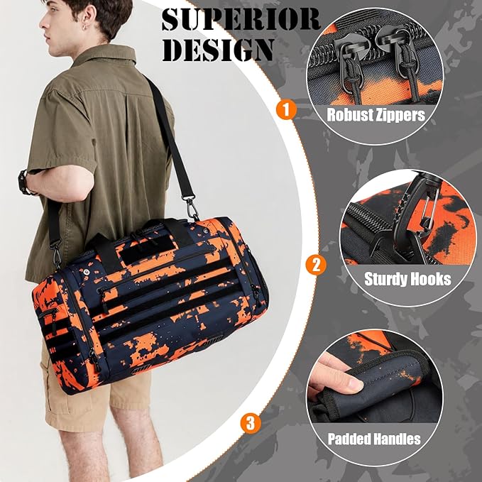45L Gym Bag for Men & Women, Tactical Military Duffle Bag for Travel Weekender Gym Workout Deployment, Large Sports Bag for Hockey Football Baseball Soccer Basketball & Team training