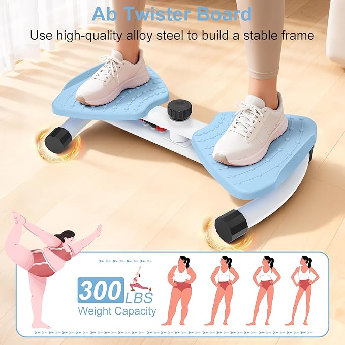 Waist Twister Machine Exercise, Ab Machine Adjustable Waist Twisting Fitness Tool,Noiseless Ab Twister Board for Women Men,Anti-Slip Home Gym Workout Equipment 300 lbs Weight Capacity