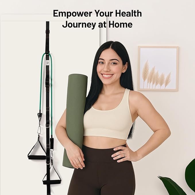 Slim Panda Door Anchor Strap for Resistance Bands, Door Exercise Equipment with Ratchet Adjust Tighten, Multi Point Anchor Gym Attachment, Portable Door Resistance Bands for Home Gym Workouts