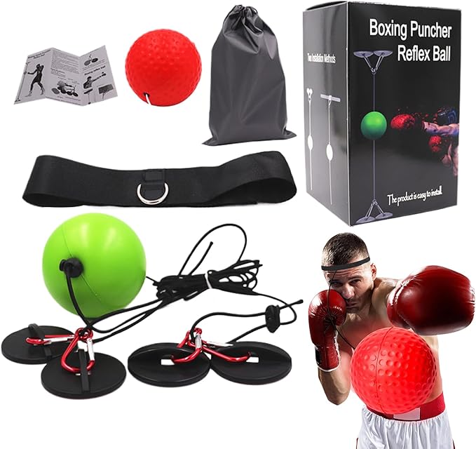 Boxing Reflex Ball - Boxing Head Ball for Punch Speed | No Drill Reflex Balls with Headband, Improve Hand-Eye Coordination, Punching Speed, Fight Reaction