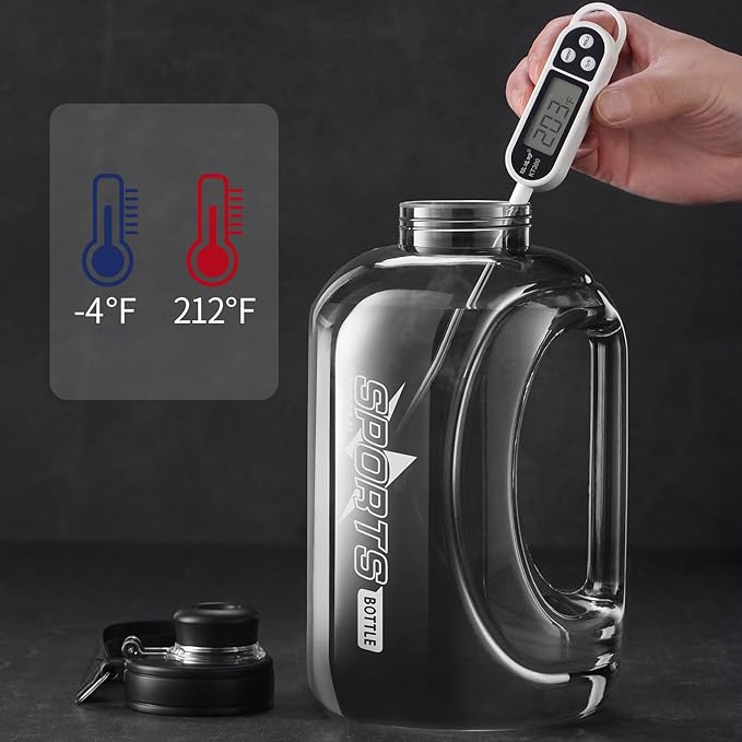 Large 95 OZ Water Bottle with Straw, Portable Handle, BPA Free, Eco-Friendly, Perfect for Sports and Fitness