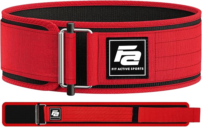 Fit Active Sports Self Locking Weight Lifting Belt | Premium Weightlifting Belt for Cross Training, Fast Locking Release Mechanism for Fitness and Power Lifting - Weightlifting Back Support for Men and Women