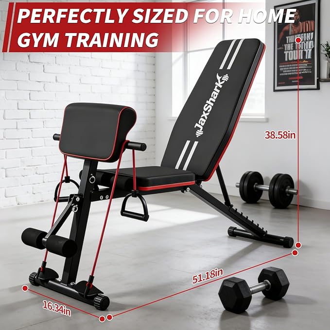 Adjustable Weight Bench, Foldable Workout Bench Press, Weight Benches for Home Gym, Workout Equipment for Full Body Exercise